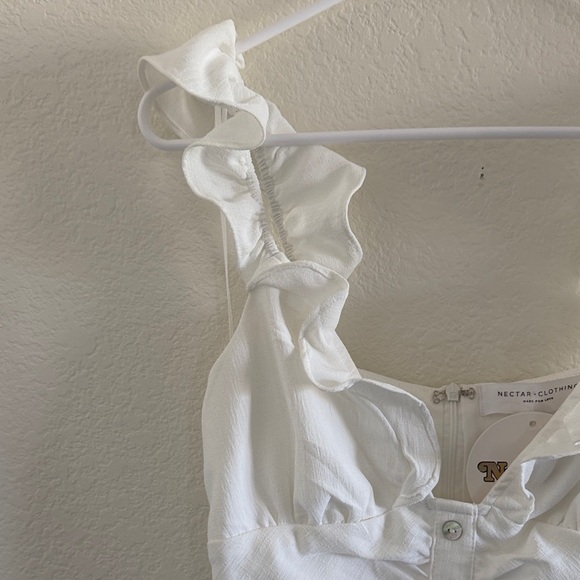 White Ruffle-Trim Button-Front Mini Dress - Picture 4 of 8